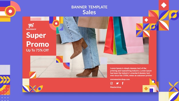 Free PSD flat design banner sale template