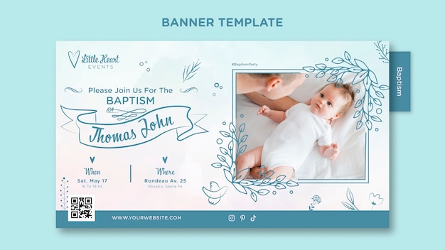 Free PSD flat design baptism banner template