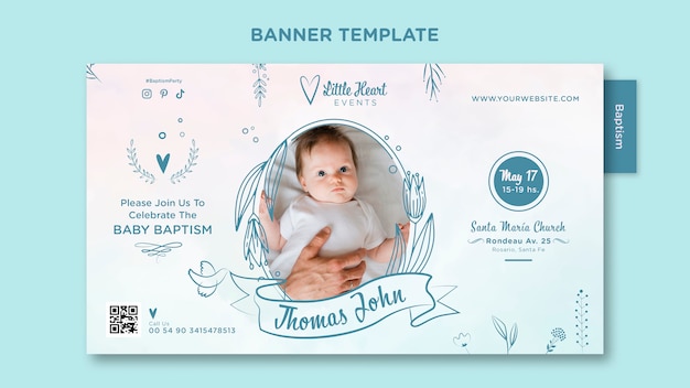 Free PSD flat design baptism banner template