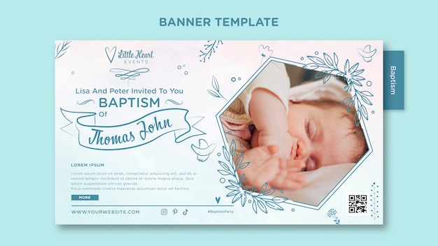 Flat design baptism banner template