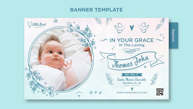 Flat design baptism banner template