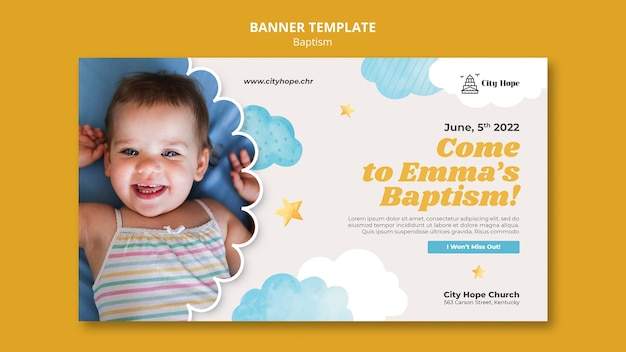 Flat design baptism banner template