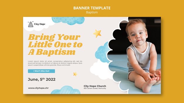 Flat design baptism banner template