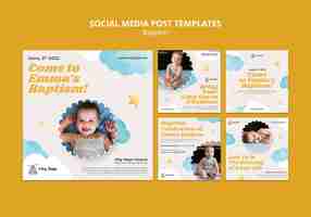 Free PSD flat design baptism instagram posts template