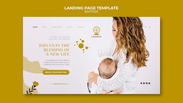 Flat design baptism landing page template