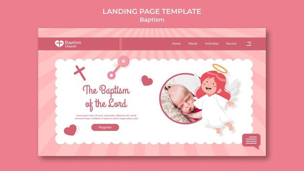 Flat design baptism landing page template