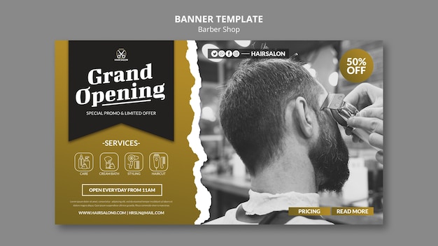 Flat design barbershop banner template