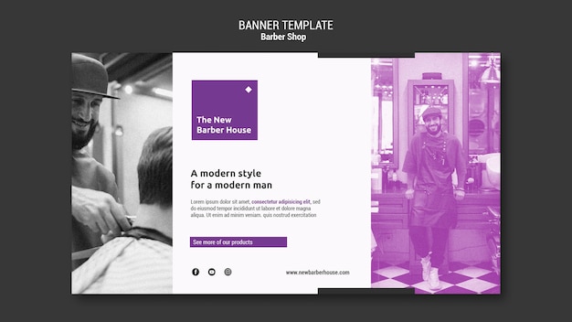 Free PSD flat design barbershop template