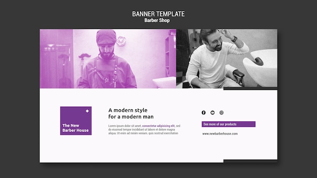 Free PSD flat design barbershop template