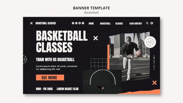 Free PSD flat design basketball design template