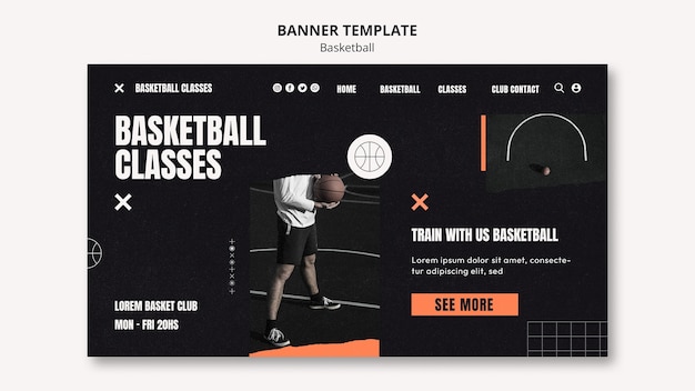 Free PSD flat design basketball design template