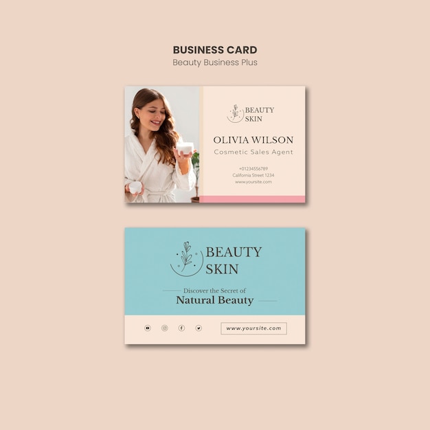 Flat design beauty business card design template