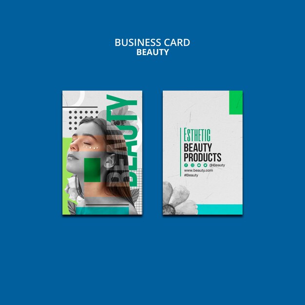 Free PSD flat design beauty concept  business card