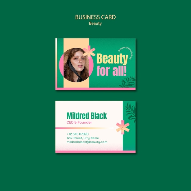 Free PSD flat design beauty concept  business card