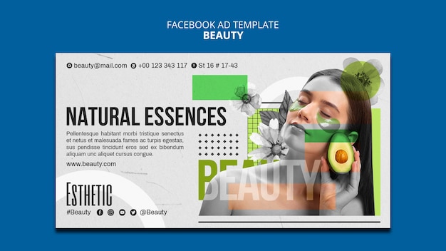 PSD gratuito modello facebook di concetto di bellezza design piatto