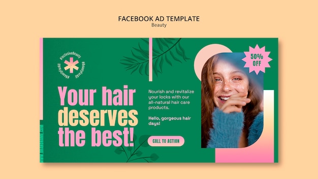 無料PSD フラットなデザインの美しさのコンセプト facebook テンプレート