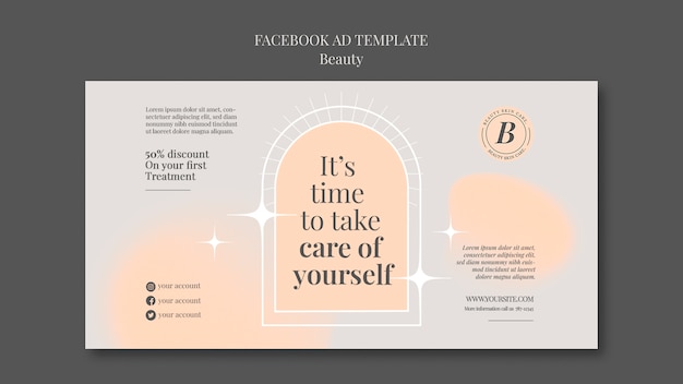 Modello di annuncio facebook di bellezza design piatto