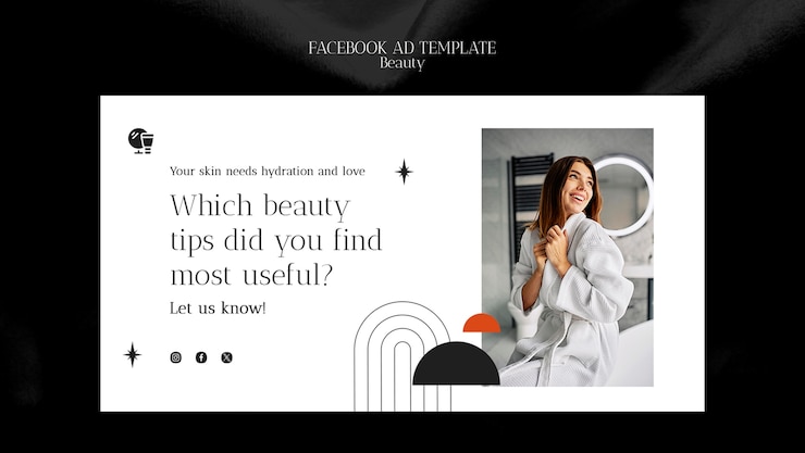 無料PSD フラットデザインのビューティフェイスブックテンプレート