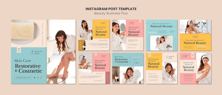 무료 PSD 평면 디자인 뷰티 인스타그램 포스트 디자인 템플릿