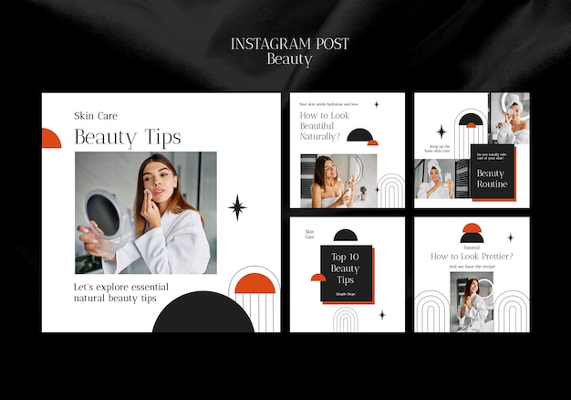 Flat design beauty  instagram posts