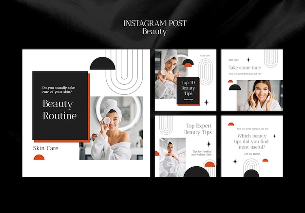 Free PSD flat design beauty  instagram posts