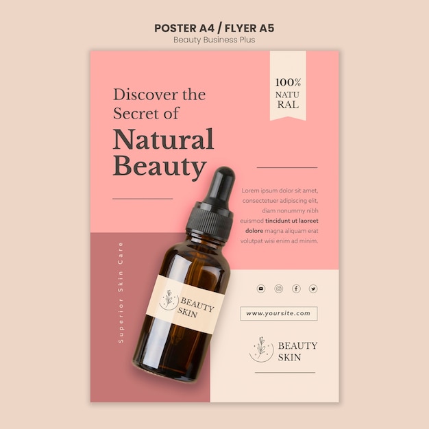 Free PSD flat design beauty poster design template