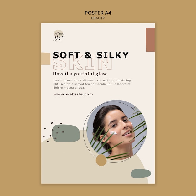 PSD gratuito modello di poster di bellezza design piatto