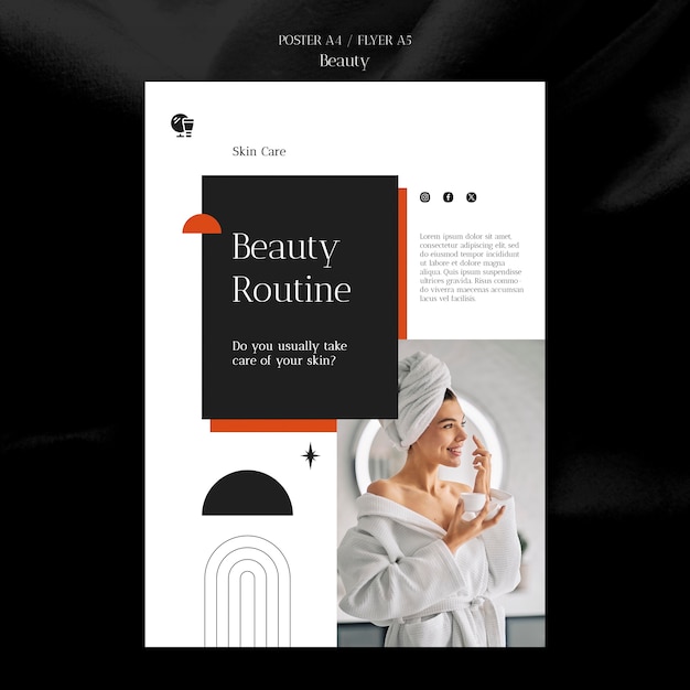 Free PSD flat design beauty poster template