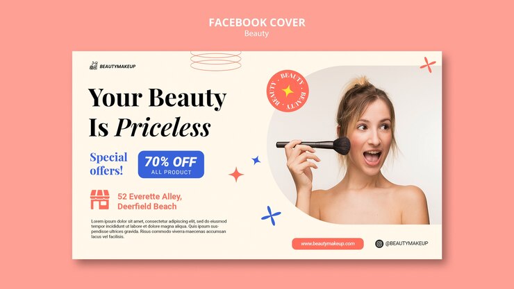 無料PSD フラットなデザインの美容製品のfacebookカバー