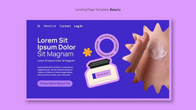 Free PSD flat design beauty products landing page