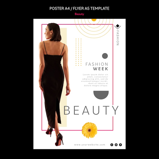 Free PSD flat design beauty treatment poster template