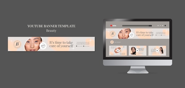 Free PSD flat design beauty youtube template