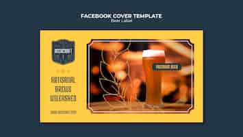 Free PSD flat design beer label facebook cover template