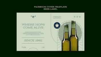 Бесплатный PSD Плоский дизайн этикетки пива шаблон обложки facebook
