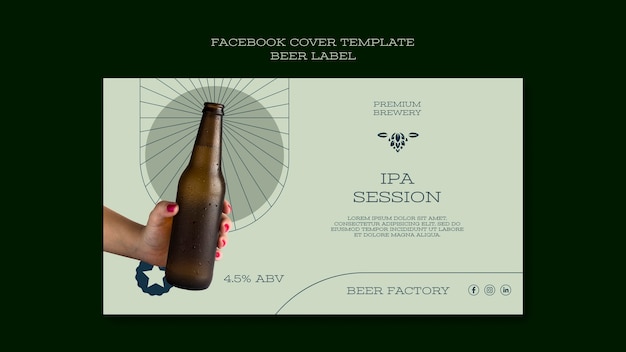 Flat design beer label facebook cover template