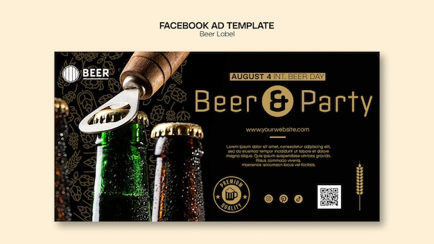 無料PSD フラットなデザインのビールラベル facebook テンプレート