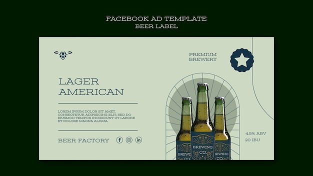 Flat design beer label facebook template