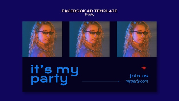 Free PSD flat design birthday celebration facebook template