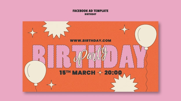 無料PSD フラットデザインの誕生日祝いのフェイスブックテンプレート