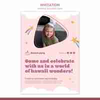 Free PSD flat design birthday celebration invitation template