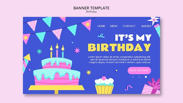 Flat design birthday celebration landing page