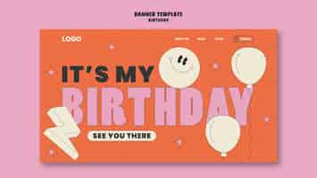 Free PSD flat design birthday celebration landing page