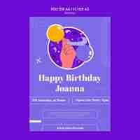 Free PSD flat design birthday celebration poster template