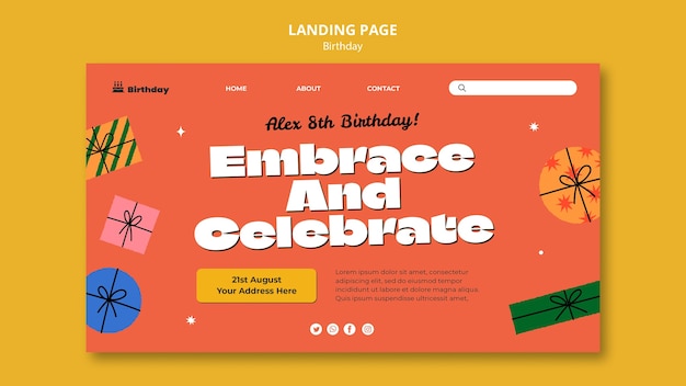 Flat design birthday party landing page