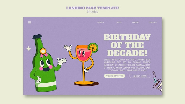 PSD gratuito modello di compleanno dal design piatto