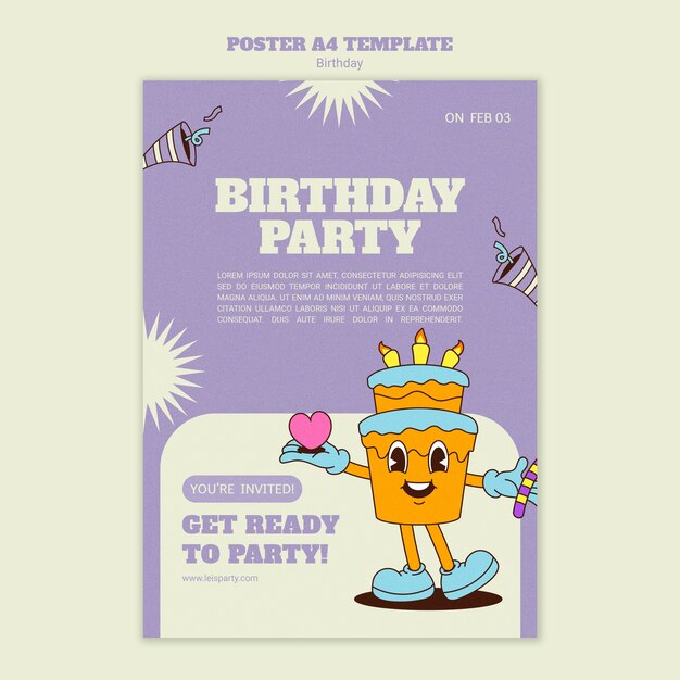 フラットデザインの誕生日テンプレート