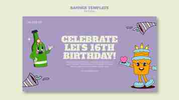 Free PSD flat design birthday template