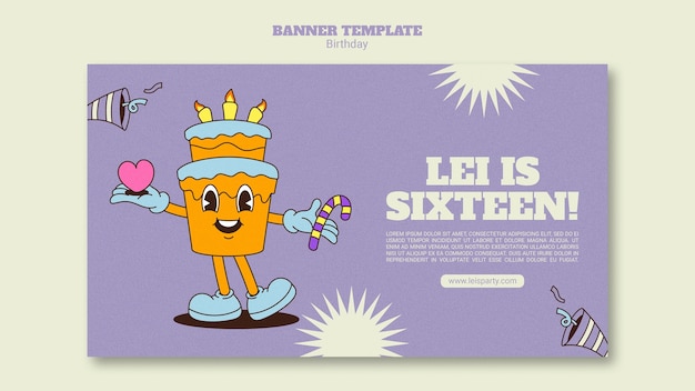 Free PSD flat design birthday template