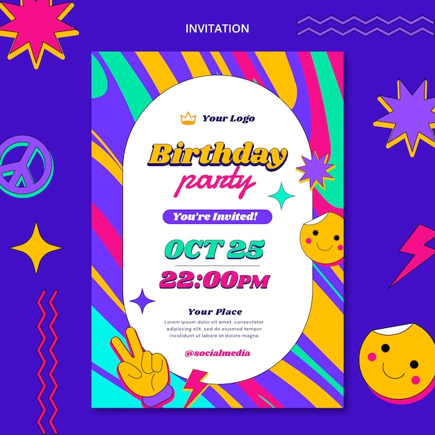 Free PSD flat design birthday template