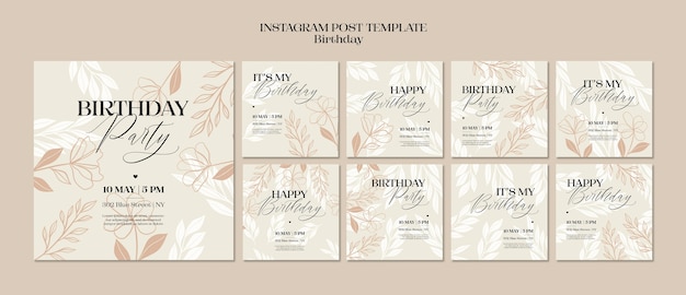 Free PSD flat design birthday template